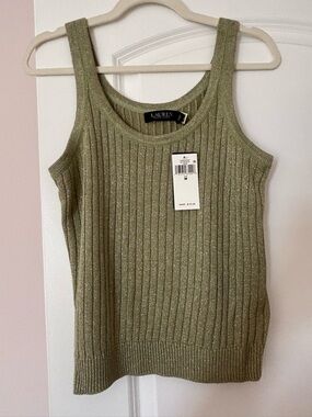 Ralph Lauren Olive Ribbed Scoop Neck Tank